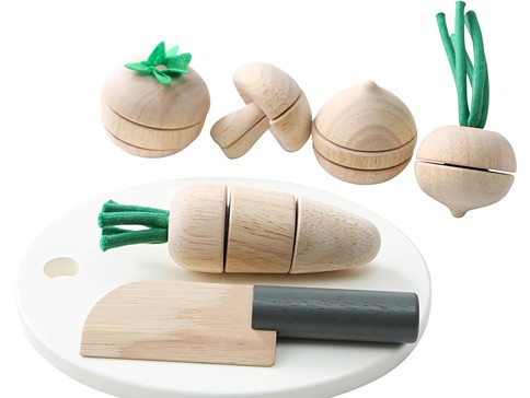 무인양품 유아용 나무 장난감 소꿉놀이 셋트 (도마, 야채 세트)